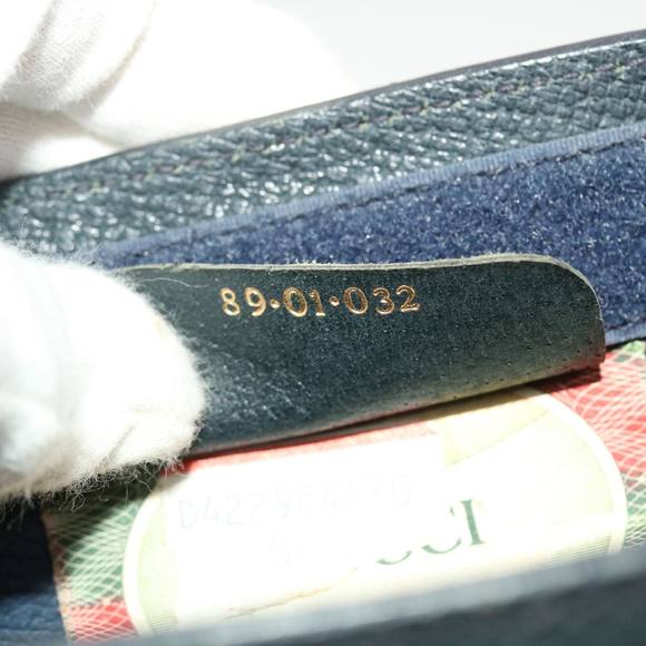 GUCCI GG Canvas Sherry Line Clutch Bag PVC Leather Gray Red Navy Auth th3543 - Picture 11 of 16